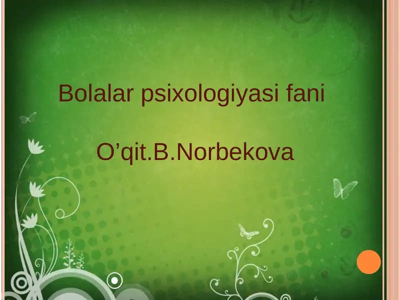 Bolalar psixologiyasi fani