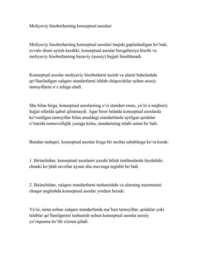 Moliyaviy hisobotlarning konseptual asoslari
