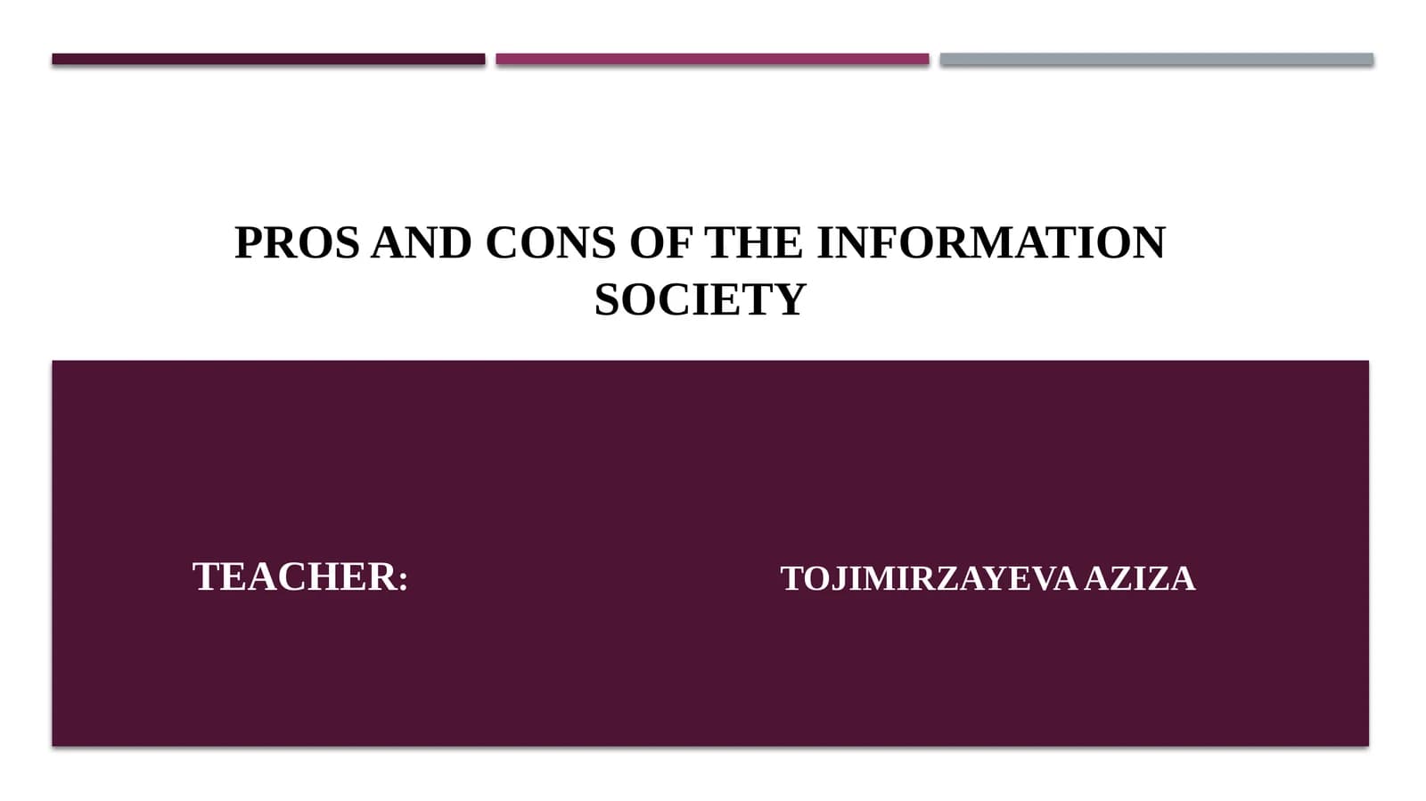 Pros and Cons of the Information Society