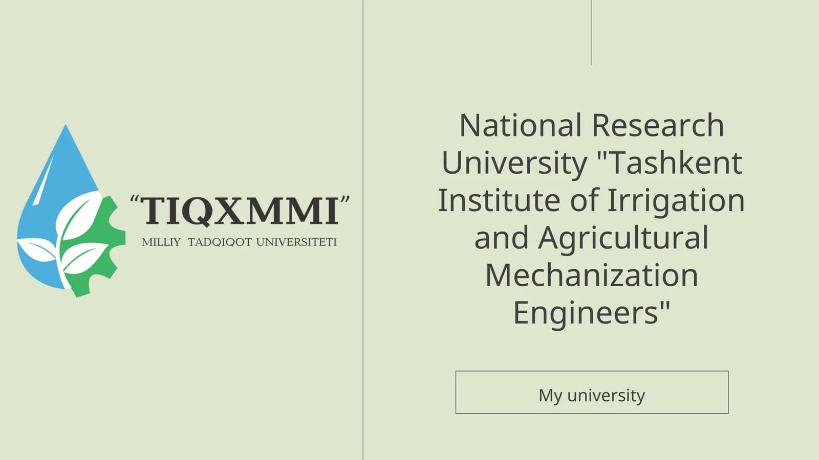 National Research University "Tashkent Institute of Irrigation and Agricultural Mechanization Engineers"