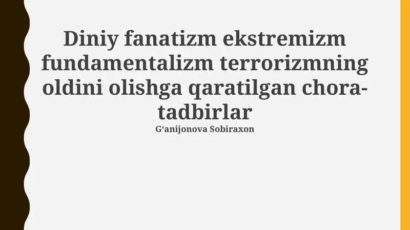 Diniy Ekstremizm va Huquqshunoslik