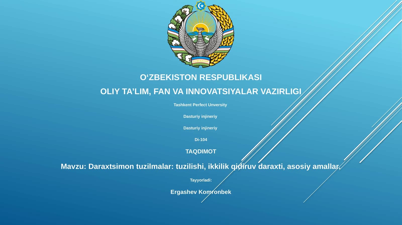 Daraxtsimon tuzilmalar: tuzilishi, ikkilik qidiruv daraxti, asosiy amallar