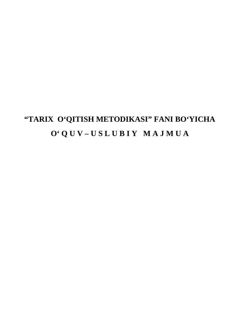 TARIX O‘QITISH METODIKASI
