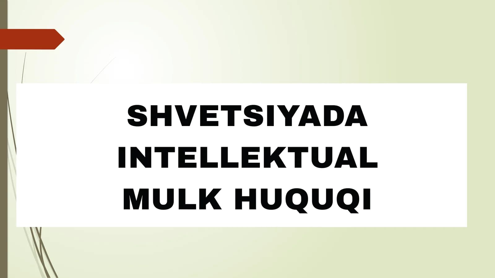 SHVETSIYADA INTELLEKTUAL MULK HUQUQI