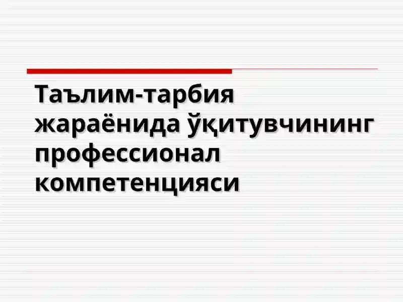 Таълим-тарбия жараёнида ўқитувчининг профессионал компетенцияси