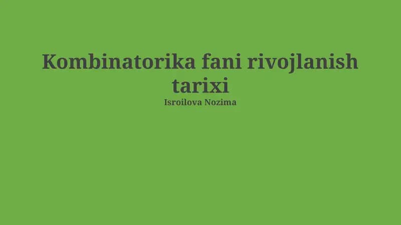 Kombinatorika fani rivojlanish tarixi