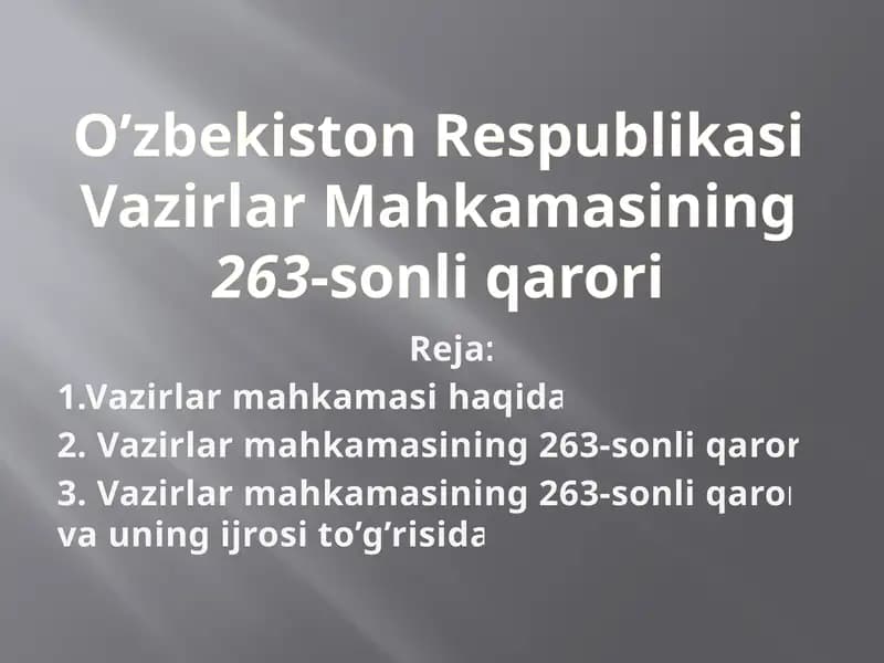 Oʻzbekiston RespublikasiVazirlarMahkamasi