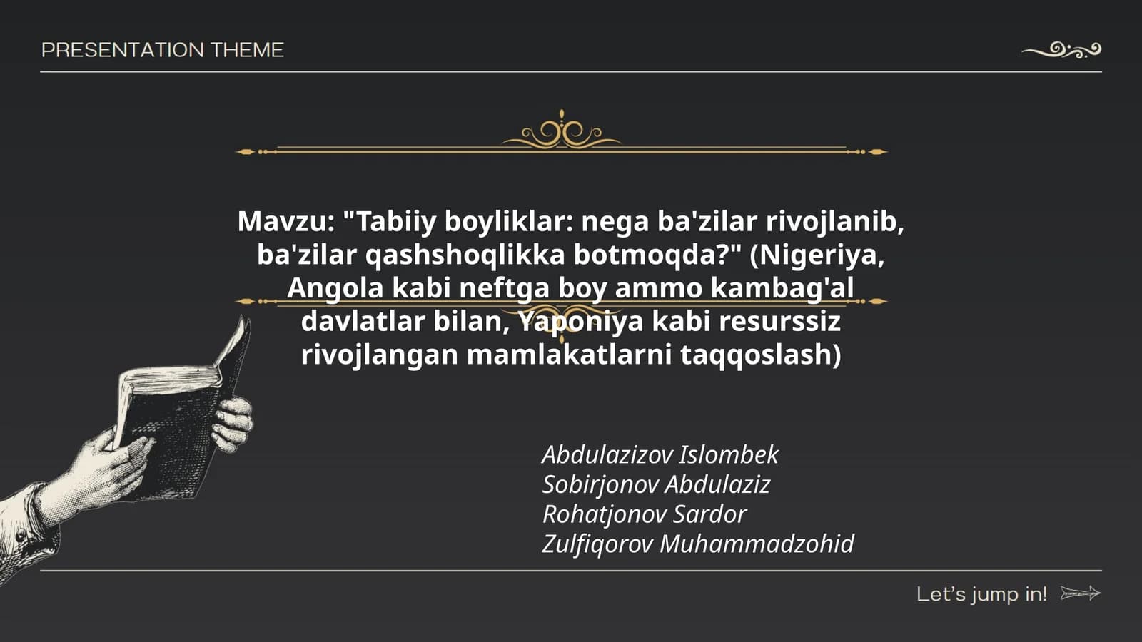 "Tabiiy boyliklar: nega ba'zilar rivojlanib, ba'zilar qashshoqlikka botmoqda?"
