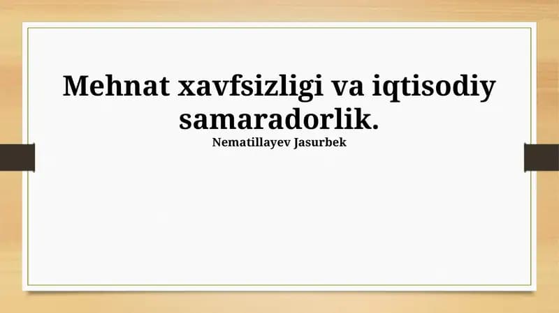 Sog'liqni saqlash va ishga layoqatlilik samaradorligi