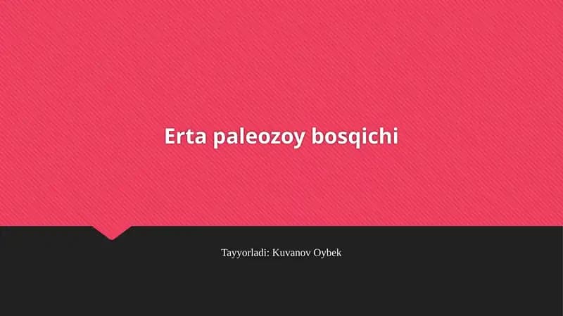 Erta paleozoy bosqichi