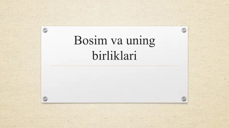 Bosim va uning birliklari