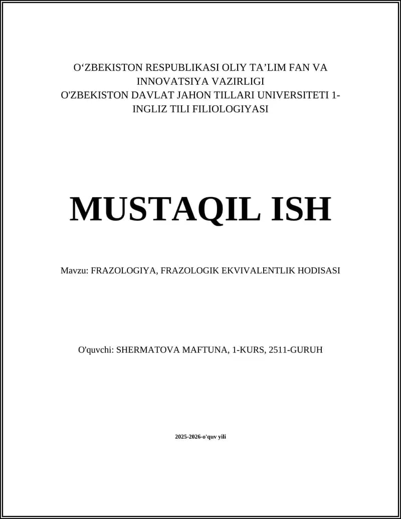 FRAZOLOGIYA, FRAZOLOGIK EKVIVALENTLIK HODISASI