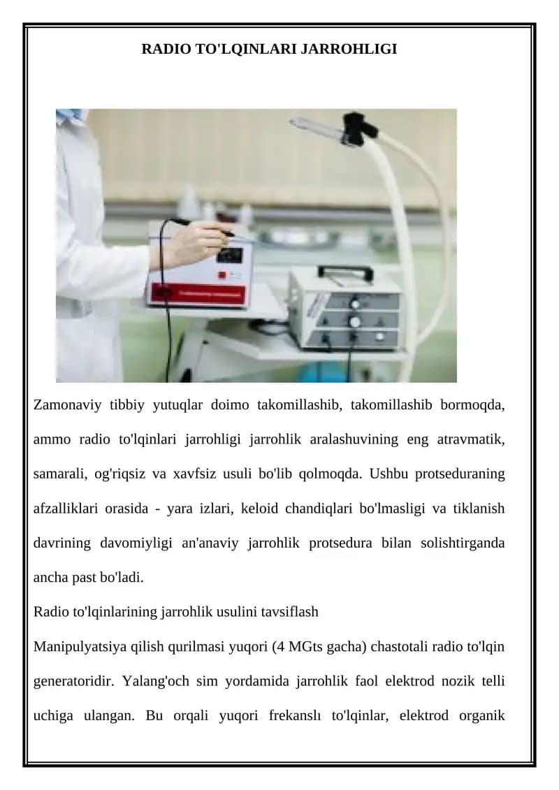 RADIO TO'LQINLARI JARROHLIGI