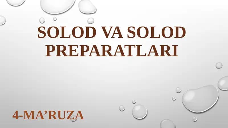 SOLOD VA SOLOD PREPARATLARI