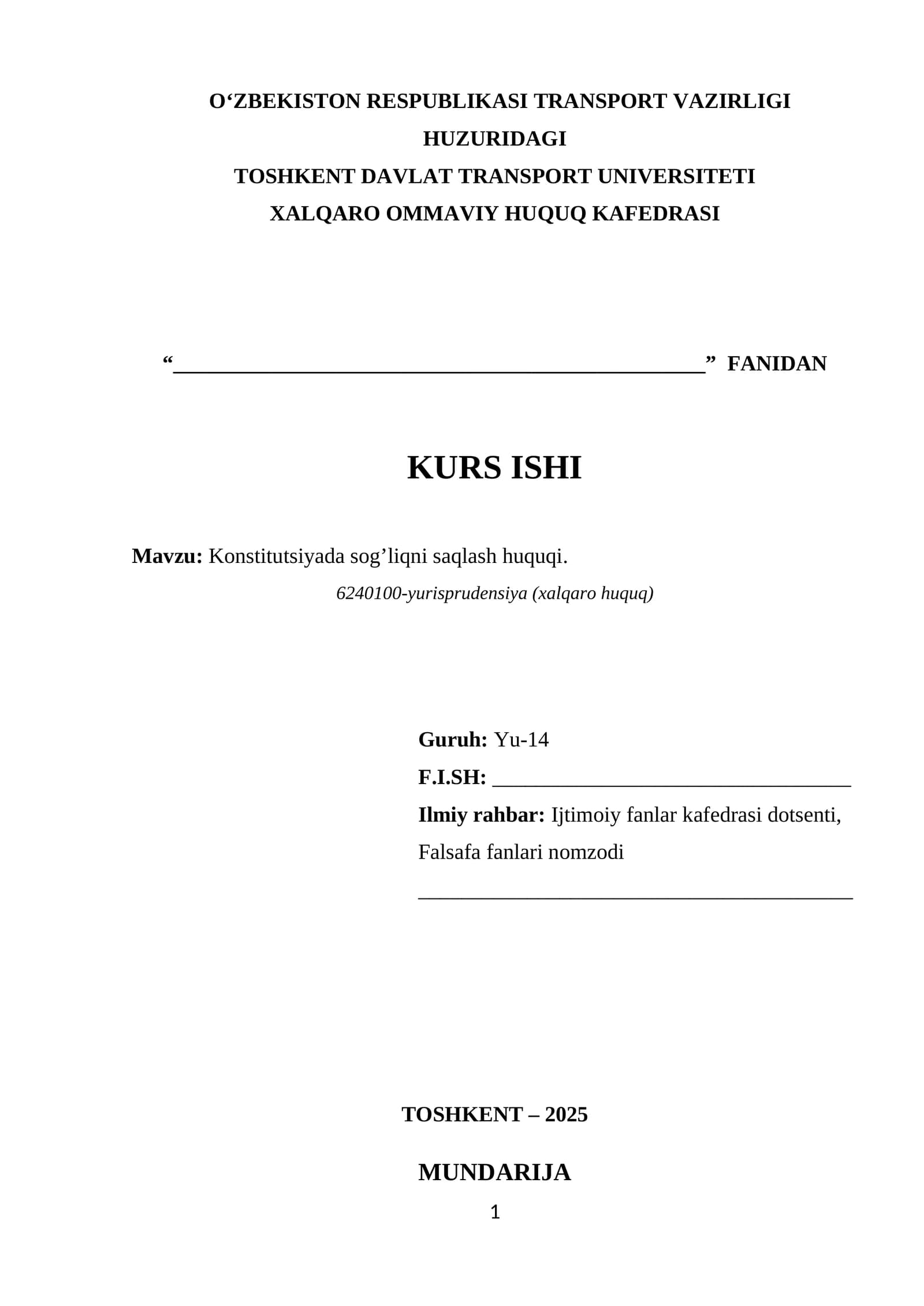 Konstitutsiyada sog’liqni saqlash huquqi