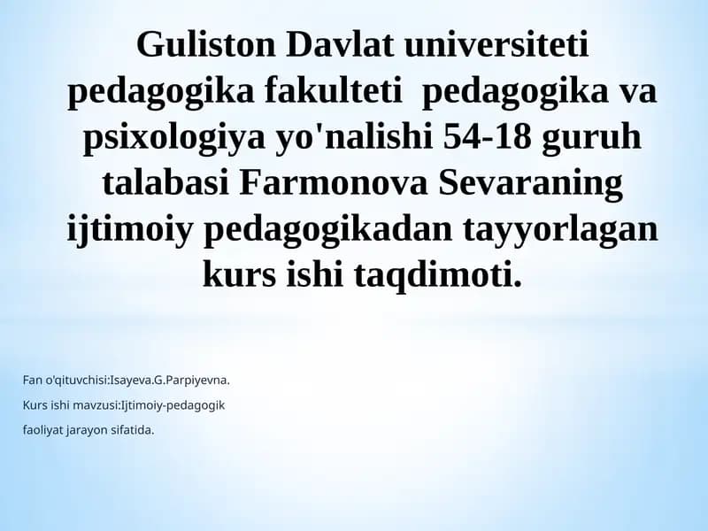 Ijtimoiy-pedagogik faoliyat
