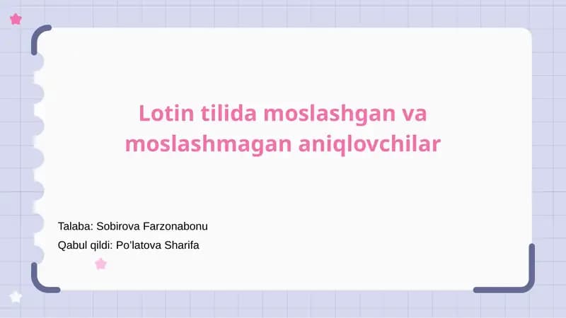 Lotin tilida aniqlovchilar