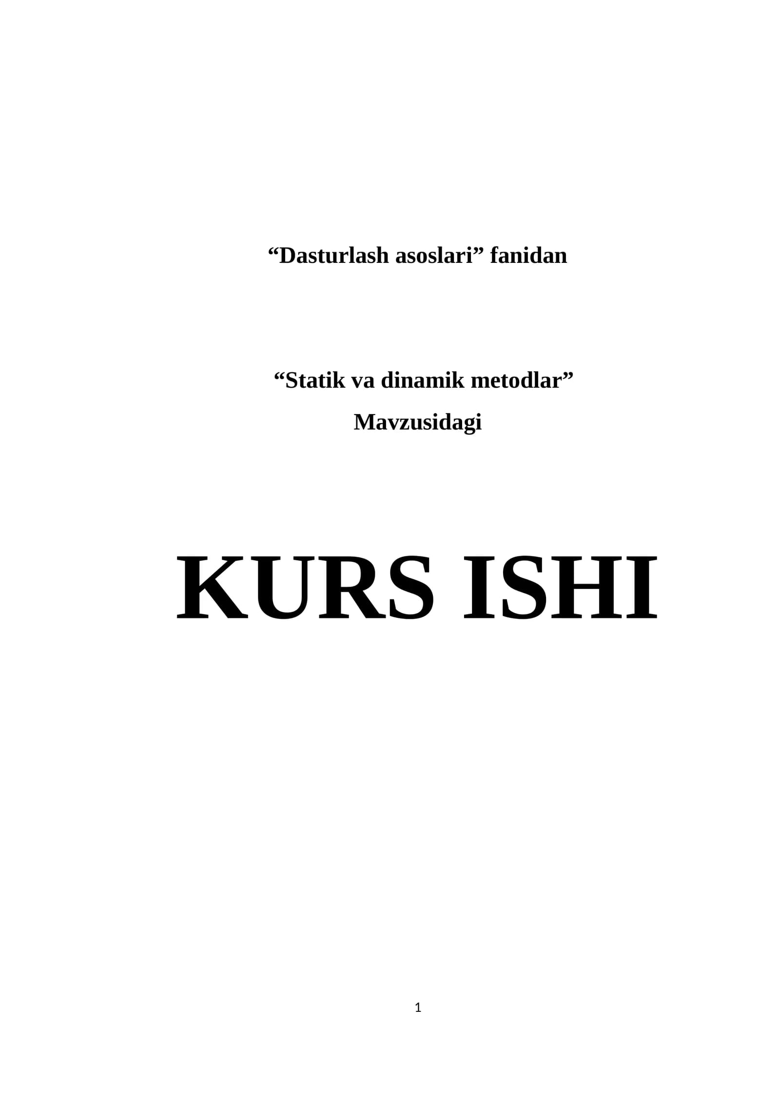 Statik va dinamik metodlar