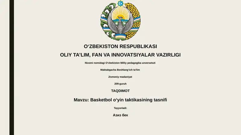 Basketbol oʻyin taktikasining tasnifi