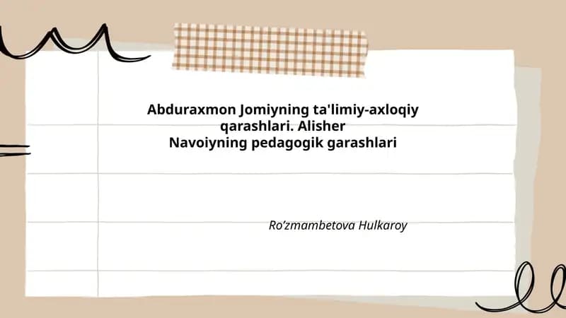 Abduraxmon Jomiyning ta'lim tarbiyasi