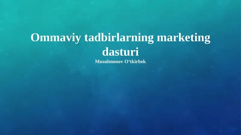 Ommaviy tadbirlarning marketing dasturi