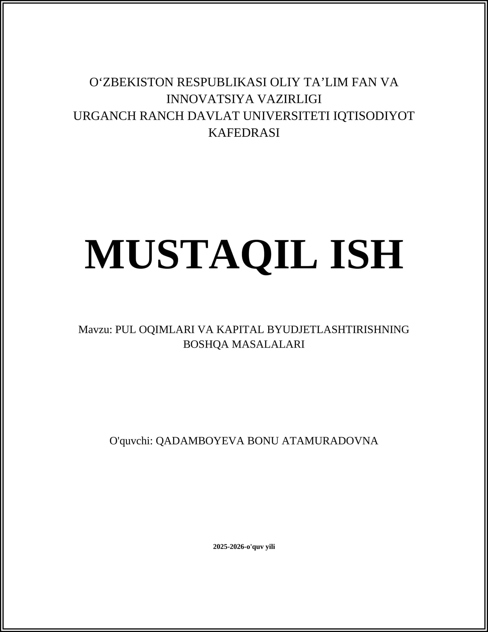 Pul oqimlari va kapital byudjetlashtirishning boshqa masalalari