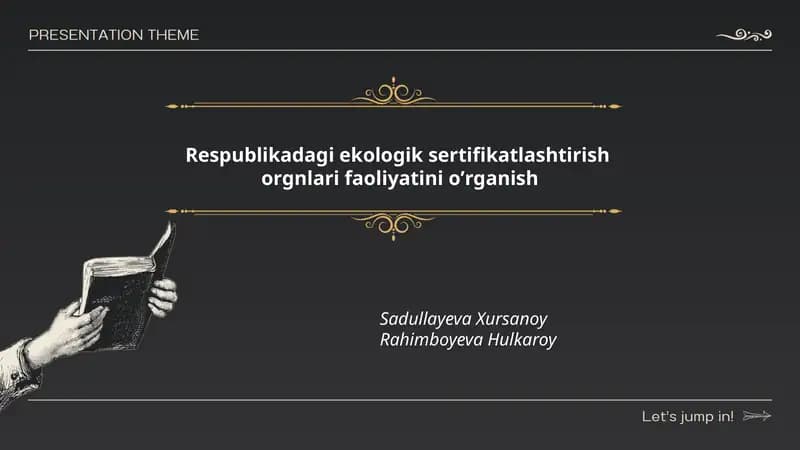 Respublikadagi ekologik sertifikatlashtirish orgnlari faoliyatini oʼrganish