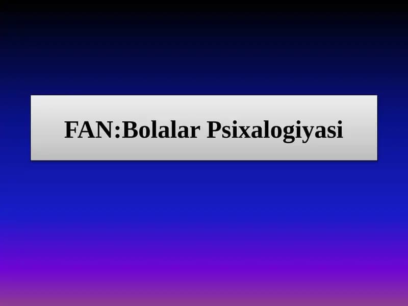 Mavzu:Rivojlanish jarayonida ota-onalarning qo`llab -quvvatlash roli