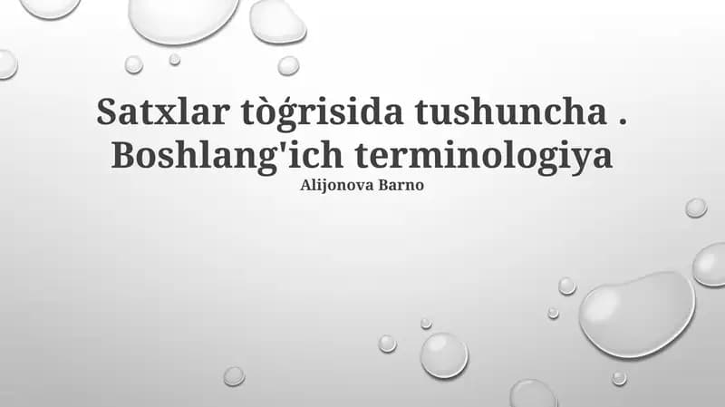 Boshlang'ich terminologiya