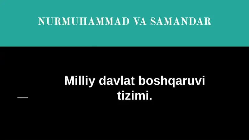 Milliy davlat boshqaruvi tizimi