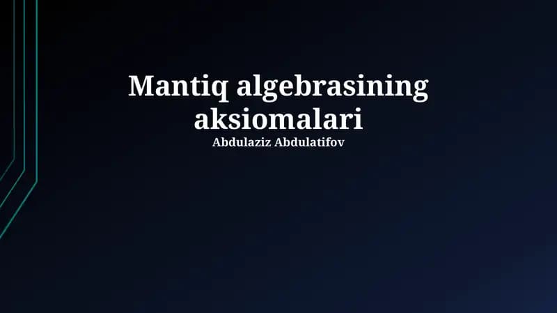 Mantiq algebrasining aksiomalari