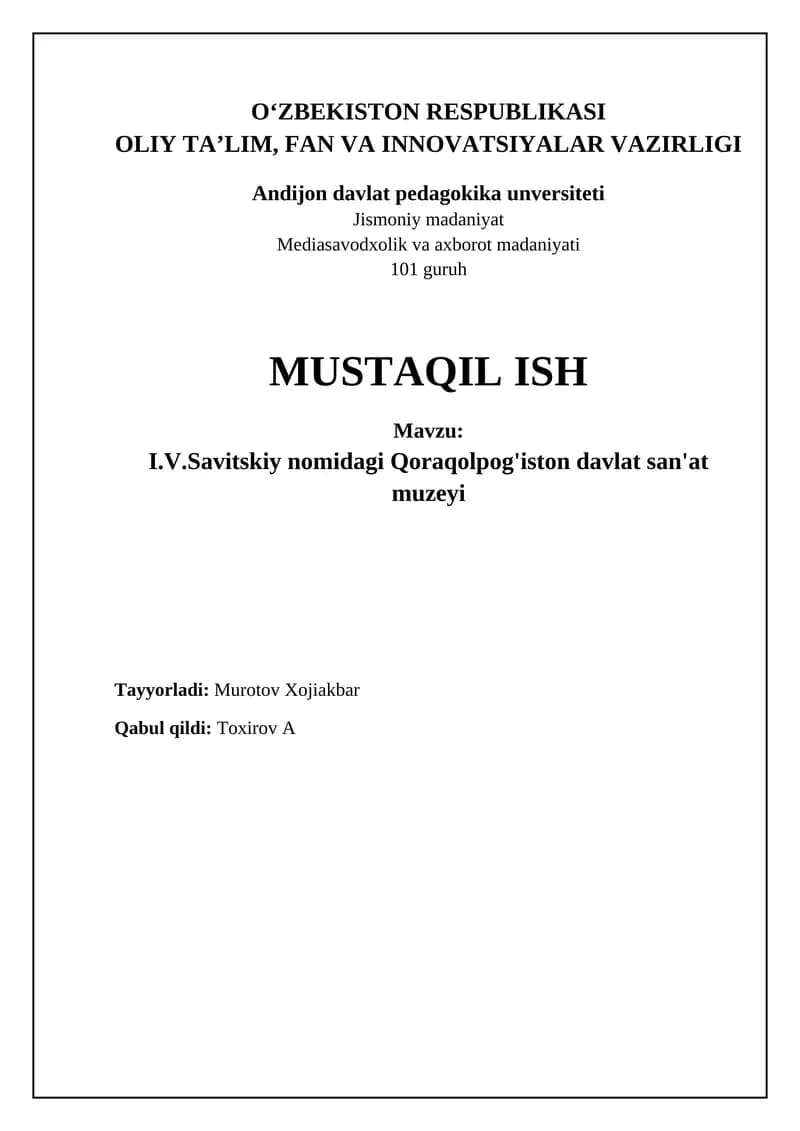 I.V.Savitskiy nomidagi Qoraqolpog'iston davlat san'at muzeyi