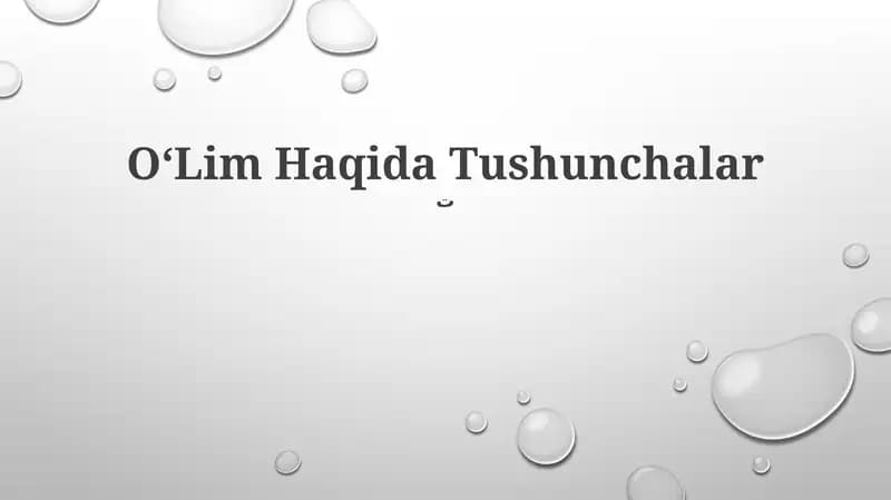 OʻLim Haqida Tushunchalar