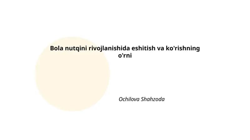 Eshitish va ko'rishning o'rni