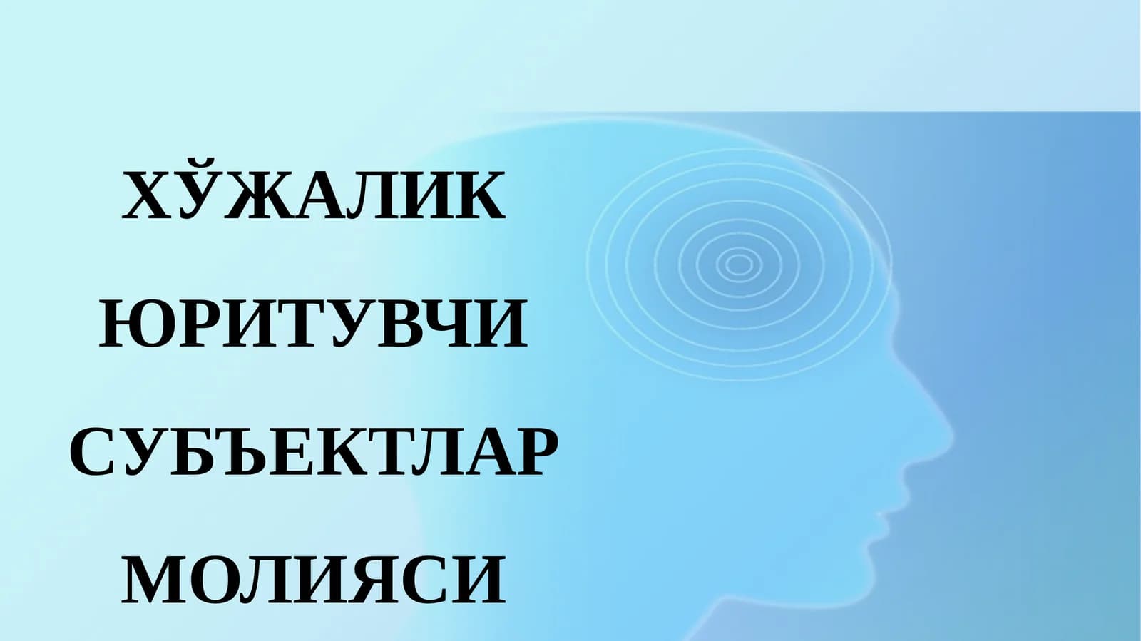 ХЎЖАЛИКЮРИТУВЧИСУБЪЕКТЛАР МОЛИЯСИ