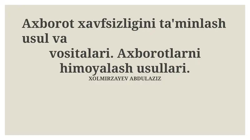 Ma'lumotlarni himoya qilish usullari
