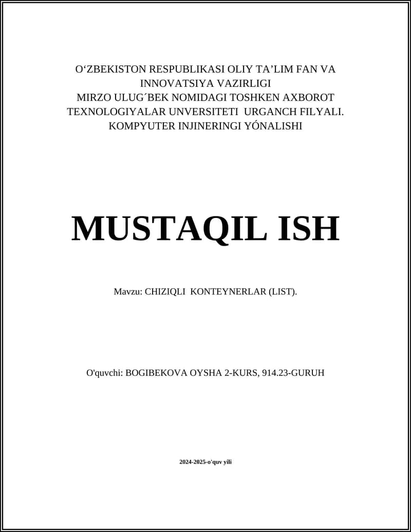 CHIZIQLI KONTEYNERLAR (LIST)