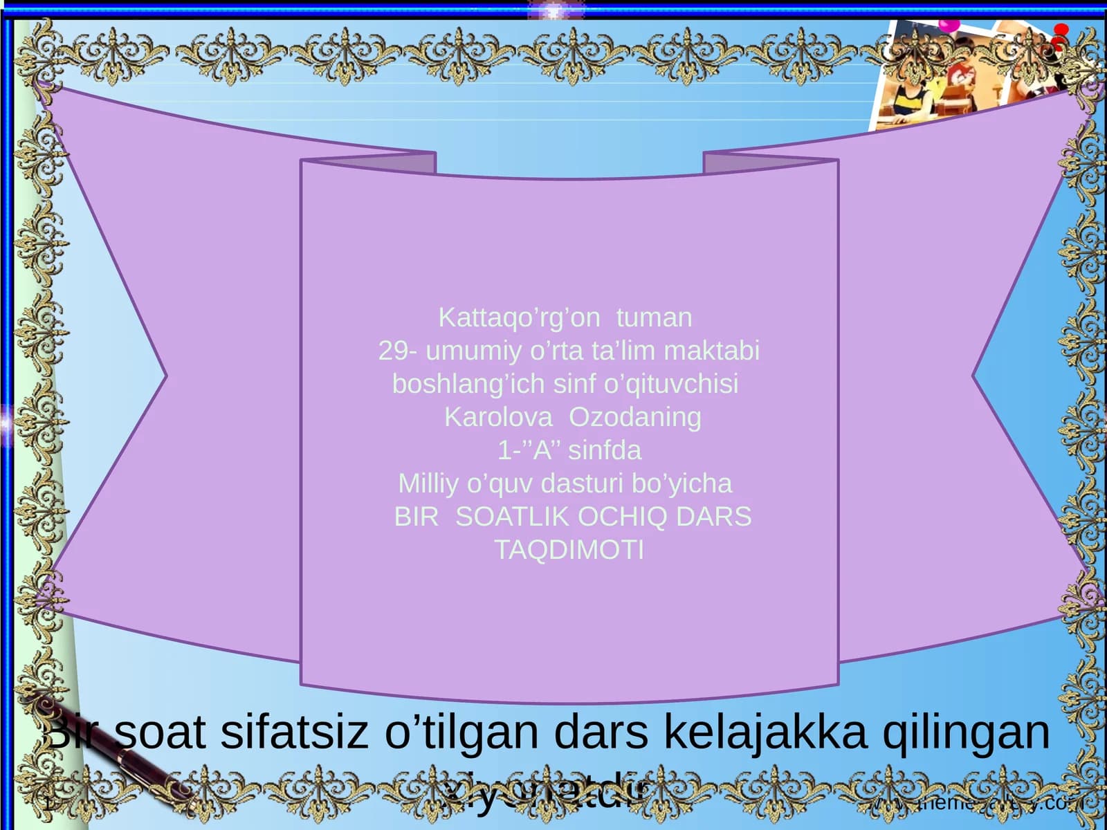 BIR SOATLIK OCHIQ DARS TAQDIMOTI