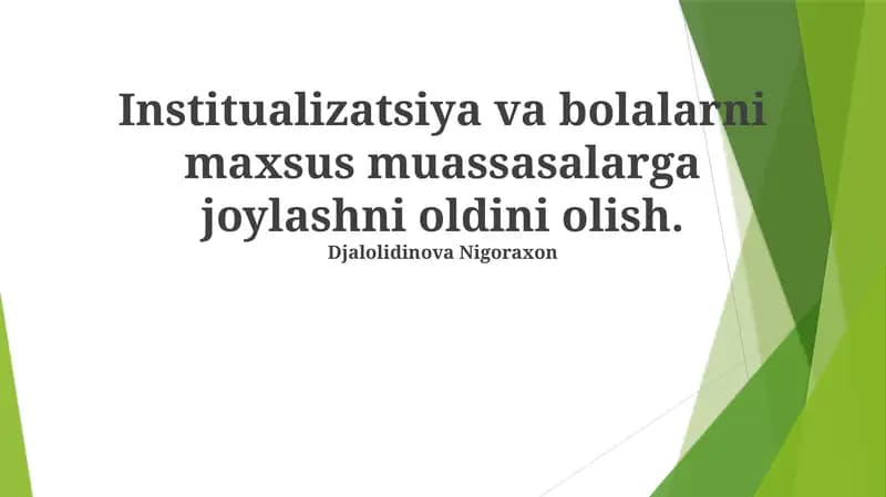 Bolalarni Muassasalashtirishning Oldini Olish Strategiyalari