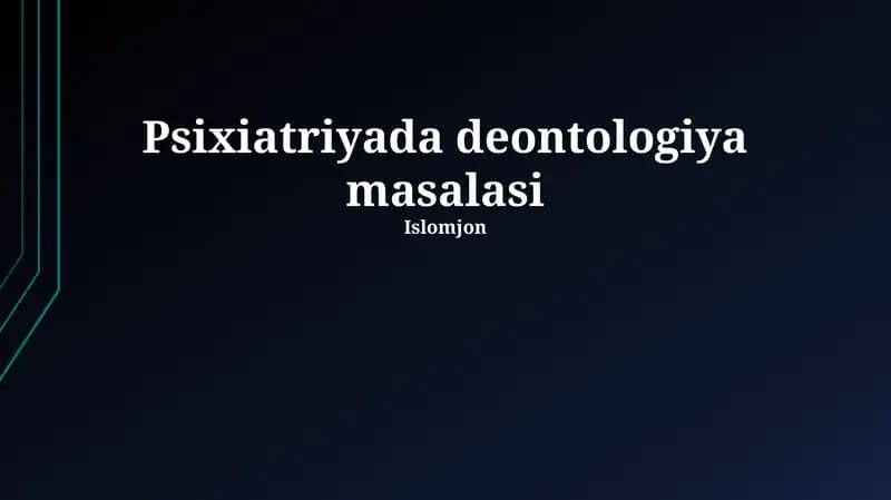 Psixiatriyada deontologiya masalasi