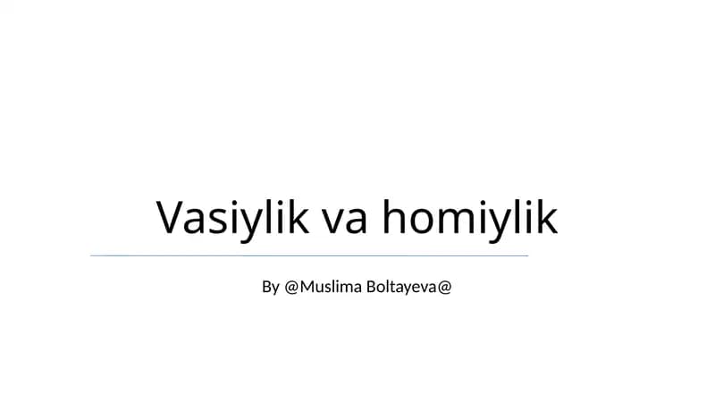 Vasiylik va homiylik