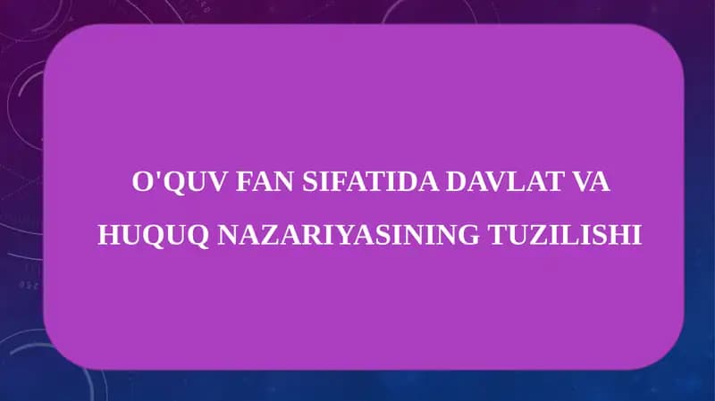 Davlat va huquq nazariyasi