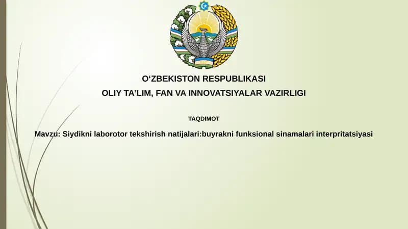 Siydikni laboratoriya tekshirish natijalari