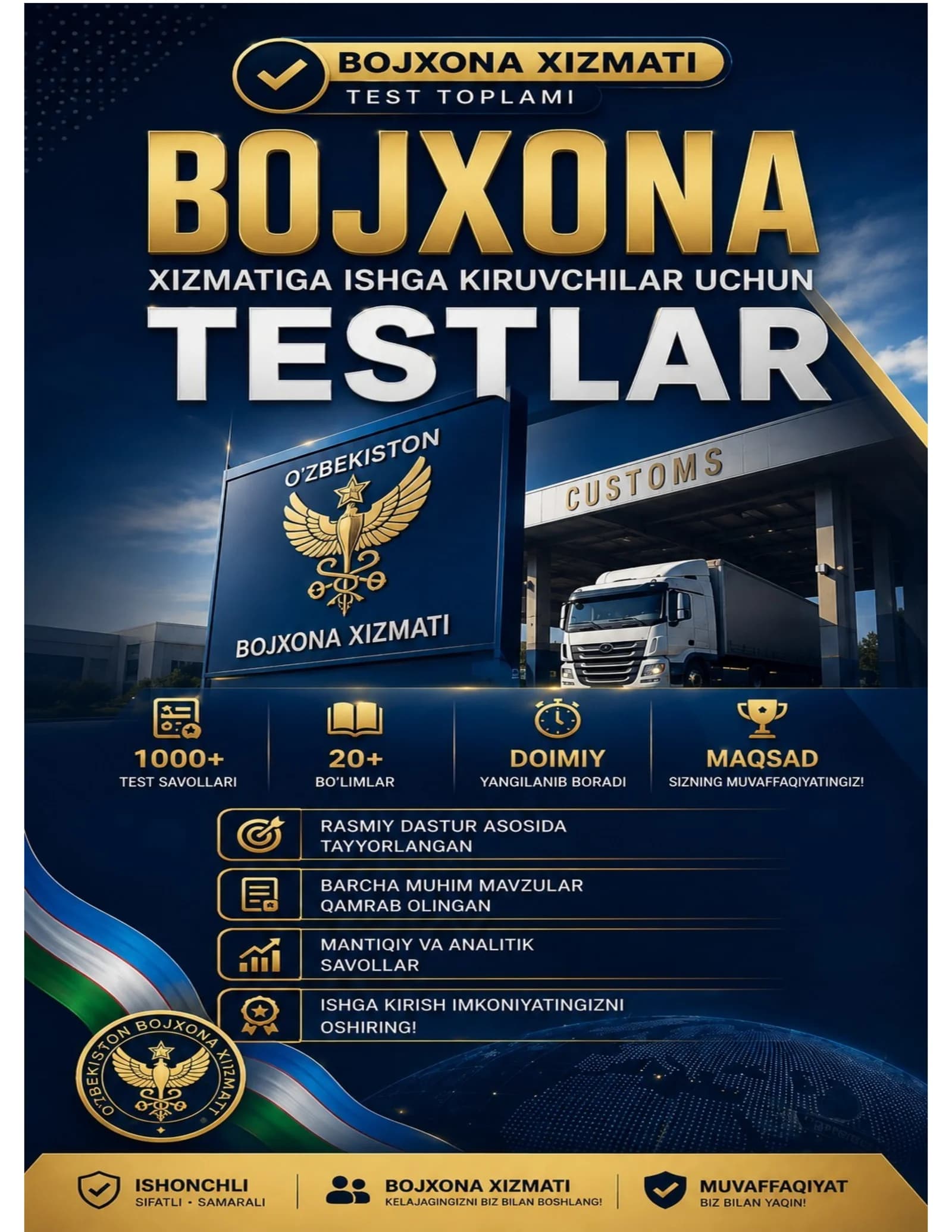 Bojxona akademiyasi 175 ta test