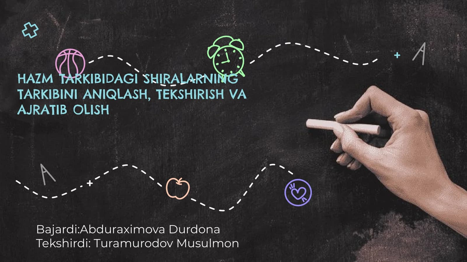 HAZM TARKIBIDAGI SHIRALARNING TARKIBINI ANIQLASH,TEKSHIRISH VA AJRATIB OLISH