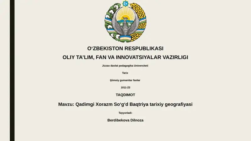 Qadimgi Xorazm Soʻgʻd Baqtriya tarixiy geografiyasi