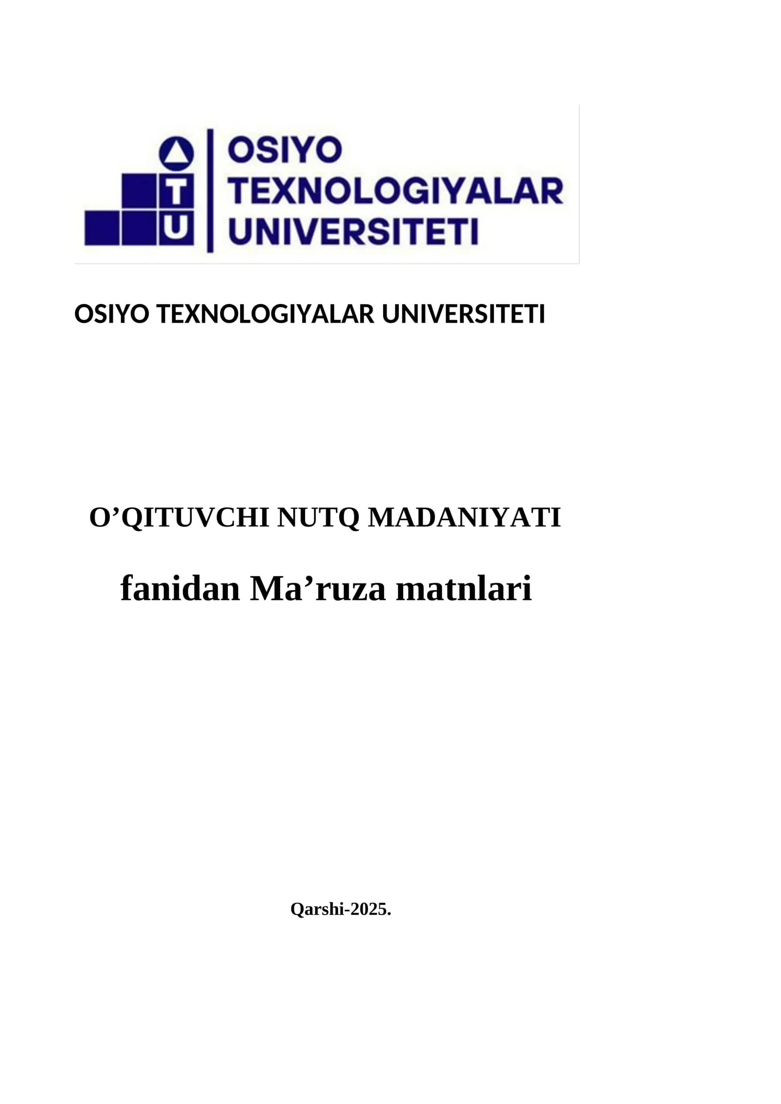 O’QITUVCHI NUTQ MADANIYATI