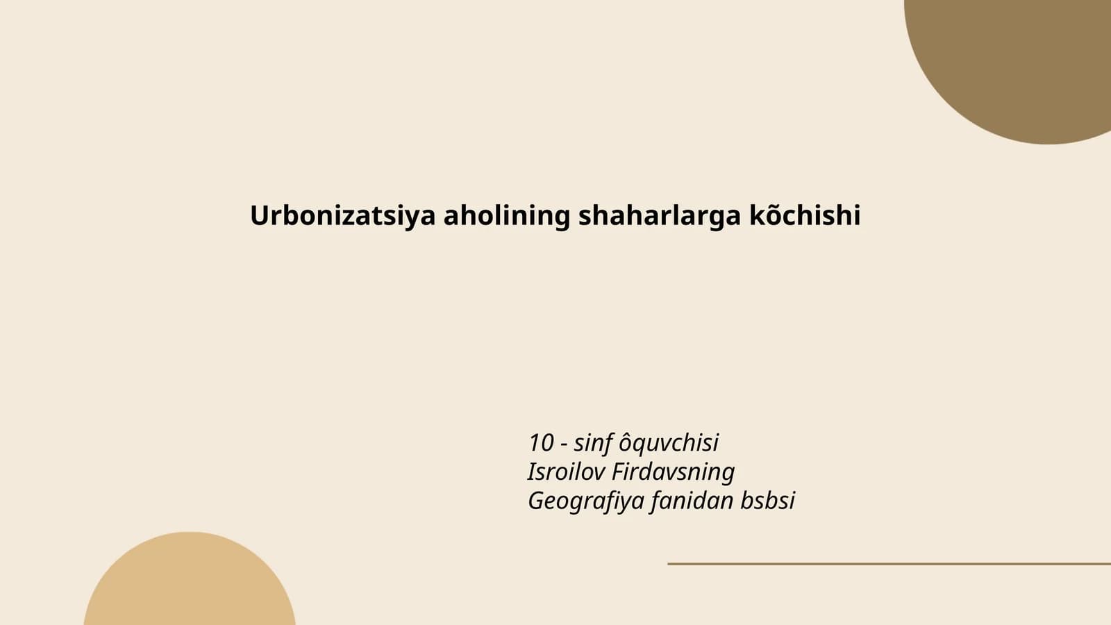 Urbonizatsiya aholining shaharlarga kõchishi