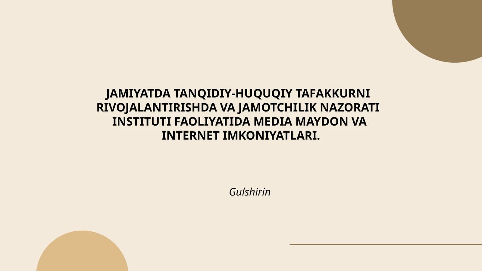 Jamiyatda Tanqidiy-Huquqiy Tafakkurni Rivojlantirishda va Jamotchilik Nazorati Institutining Faoliyati
