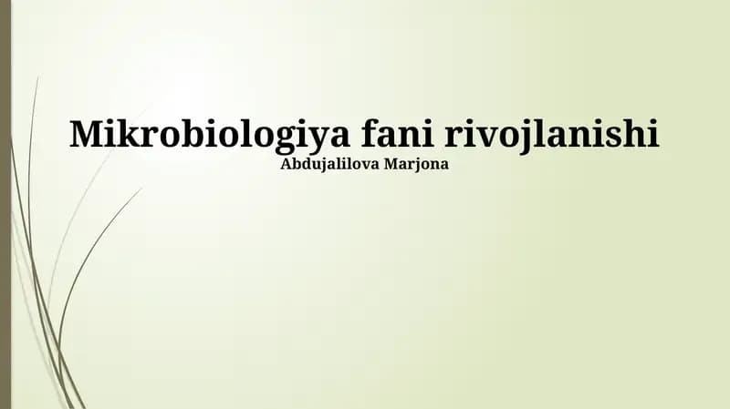 Mikrobiologiya fani rivojlanishi